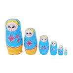 Ahşap Matruşka Bebek 6 lı Set Mavi