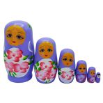 Ahşap Matruşka Bebek Altılı Set Mor