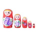 Ahşap Matruşka Bebek Beşli Set Kırmızı