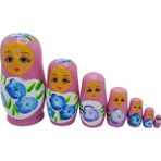 Ahşap Matruşka Bebek Yedili Set Gül Pembe - Standart