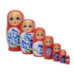 Ahşap Matruşka Bebek Yedili Set Kırmızı