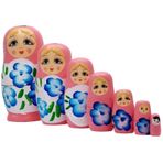 Ahşap Matruşka Bebek Yedili Set Pembe