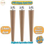 Ahşap Mobilya Ayağı 3 Adet Aparatlı 40 Cm Sehpa Zigon Orta Masa Puf Tabure Tv Ünitesi Ayakları M8