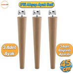 Ahşap Mobilya Ayağı 3 Adet Aparatlı 45 Cm Sehpa Zigon Orta Masa Puf Tabure Tv Ünitesi Ayakları M8