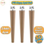 Ahşap Mobilya Ayağı 3 Adet Aparatlı 50 Cm Sehpa Zigon Orta Masa Puf Tabure Tv Ünitesi Ayakları M8