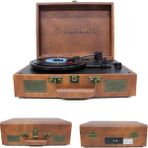 Ahşap Nostaljik Pikap Müzik Çalar Bluetooth & Hoparlörlü Gramofon 33/45/78 Devir Taş ve Plastik Plak Çalar - SARI