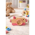 Ahşap Oyuncak Fotoğraf Makinesi | Çocuklar Için Eğitici Oyuncak & Dekoratif Aksesuar - Pembe