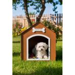 Ahşap Özel İsim Baskılı Dekoratif Köpek Evi-Kulübesi, Küçük Irk Köpekler İçin Kulübe, Köpek Kulübesi Kahverengi