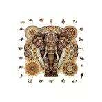 Ahşap Puzzle, Majestik Mandala Fil, 250 Parça, 29 x 28 cm Boyutunda