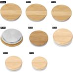 Ahşap Renk 80MM Bambu Mason Kavanoz Depolama Konserve Kapakları Içme Bardağı Yeniden Kullanılabilir Conta Halkası Çam Ahşap Kapak Kapakları Cam Kavanoz Seramik Kupalar Için (Yurt Dışından) - Renkli - Water Bottle