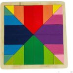 Ahşap Renkli Tangram 24 Parça Zeka Oyunu Eğitici Oyun Seti - Çok Renkli
