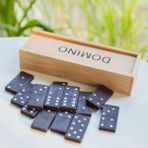 Ahşap Saklama Kutulu Domino Taşı Eğitici Hobi Oyunu - Ahşap Desenli