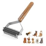 Ahşap Saplı Çift Taraflı Kedi Köpek Bakım Kıtık Tüy Topak Açıcı Metal Dişli Evcil Hayvan Tarağı