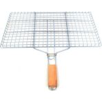 Ahşap Saplı Mangal Izgarası Galvanizli Paslanmaz Kafes Demir 25 x 40 cm Mudanis - Çok Renkli - Tek Adet