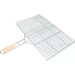 Ahşap Saplı Mangal Izgarası Galvanizli Paslanmaz Kafes Demir 30 x 40 cm - Renkli - 1