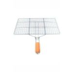 Ahşap Saplı Mangal Izgarası Galvanizli Paslanmaz Kafes Demir 32 x 42 cm