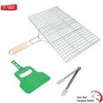 Ahşap Saplı Mangal Teli 25 Cm*40 Cm + Mangal Maşası + Yelpaze
