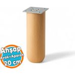 Ahşap Silindir Ayak 20 cm Aparat Dahil Mobilya Koltuk Kanepe Sehpa Masa Ayağı Ayakları - 1