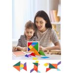 Ahşap Tangram Zeka Geliştirici Eğitici Oyuncak Mini Boy 7x7 cm - Seçenek 1 - Altın