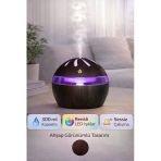 Ahşap Tasarımlı Aroma Koku Difüzörü Mini Hava Nemlendirici Buhar Makinesi 300ml Led Işık Buhurdanlık Dekoratif Hediyelik