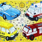 Ahşap Taşıtlar Puzzle - Bebekleri İçin Puzzle - Ahşap Yapboz Oyuncak - Oyuncak Yap-boz - 24 Parça Pu