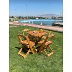 Ahşap Teslim Ahşap Katlanır Bahçe Balkon Mutfak Masa Sandalyesi 4 Kişilik Bistro Set - 5