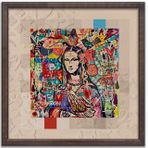 Ahşap Traverten Dokulu Mozaik Kabartmalı Pop Art Mona