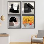 Ahşap Traverten Dokulu Soyut Resım Tablo, 60X90, 23