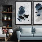 Ahşap Traverten Dokulu Soyut Resım Tablo, 60X90, 27 2'Li