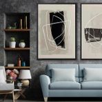 Ahşap Traverten Dokulu Soyut Resım Tablo, 60X90, 28 2'Li