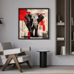 Ahşap Traverten Dokulu Soyut Tablo, Black Elephant