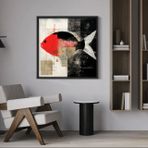 Ahşap Traverten Dokulu Soyut Tablo, Black Fısh