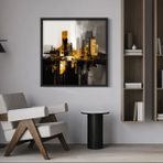 Ahşap Traverten Dokulu Soyut Tablo, Black Gold Cıty
