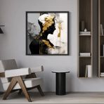 Ahşap Traverten Dokulu Soyut Tablo, Black Gold Man