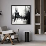 Ahşap Traverten Dokulu Soyut Tablo, Black Mat Cıty