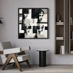 Ahşap Traverten Dokulu Soyut Tablo, Black Portraıt