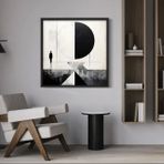 Ahşap Traverten Dokulu Soyut Tablo, Black Pyramıd