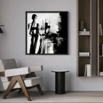 Ahşap Traverten Dokulu Soyut Tablo, Black Tone