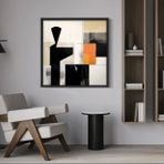 Ahşap Traverten Dokulu Soyut Tablo, Black Vertıcal