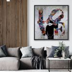 Ahşap Traverten Dokulu Tablo, Çerçeveli, Soyut Sembol Love