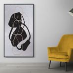 Ahşap Traverten Kaplanmış Dokulu Buben Tablo, 67X123