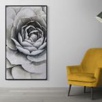 Ahşap Traverten Kaplanmış Dokulu Gül Tablo, Gri, 67X123