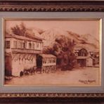 AHŞAP TUVAL ÜZERİNE YAKMA TABLO - ESKİ ANTAKYA ŞEHRİ RESMİ