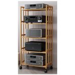 Ahşap TV Stereo Ses Rafı Kule Rafı Oturma Odası Ofis için 5 Katmanlı DVD Oynatıcı Standı Hareketli Döner Tabla Tutacağı Köşe Rafları Medya Duvar Ünitesi 158 cm Yükseklik x 50 cm Uzunluk