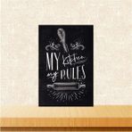 Ahşap Vintage Tablo " My Kitchen My Rules" Ahşap Mdf 25x35cm