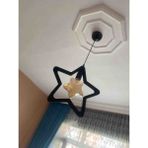 Ahşap Wooden Yıldız Sarkıt Avize Ahşap Lüks Rustik Modern Dekoratif Lamba Çocuk Odası Avize - Siyah