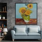 Ahşap Yağlı Boya Dokulu Tablo Van Gogh Ayçiçekleri