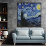Ahşap Yağlı Boya Dokulu Tablo Van Gogh Yıldızlı Gece