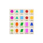 Ahşap Yapboz Zeka Kartları Eşleştirme Oyunu Hafıza Kartı Puzzle (Geometrik Şekiller)