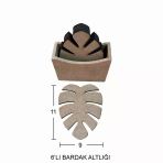 Ahşap Yaprak Bardak Altlığı 11X9cm L386